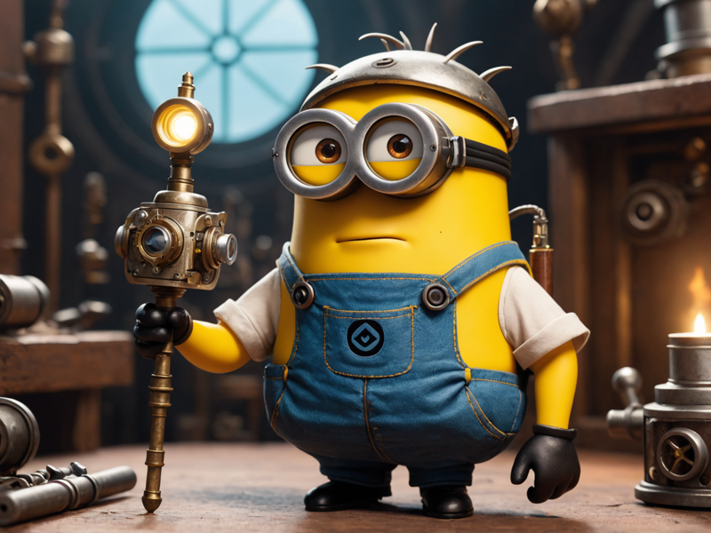 31076035-2198818547-a Minion, dressed like an Artificer, magical gadgets, cinematic film still.png